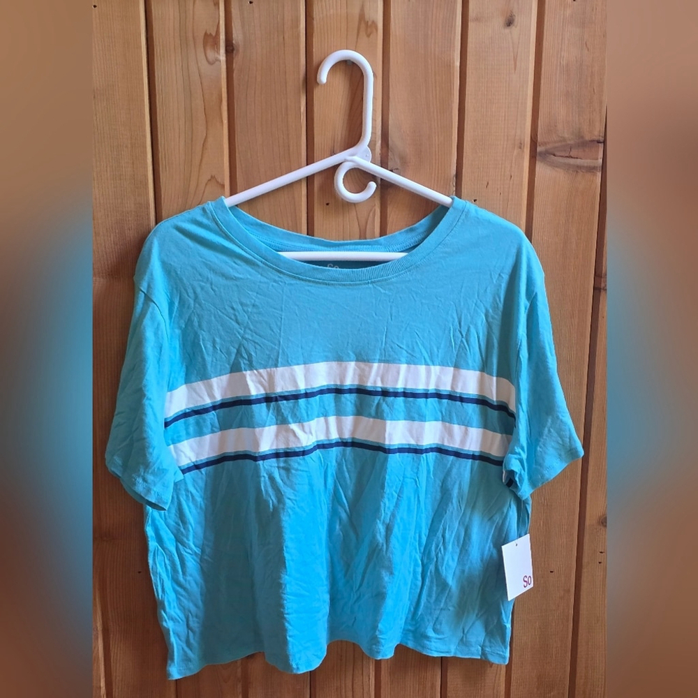 SO Brand Blue White Striped Cropped Top NWT